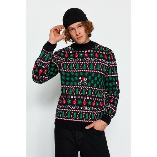 Trendyol Multicolored Men's Regular Fit Crewneck Christmas Knitwear Sweater. Cene
