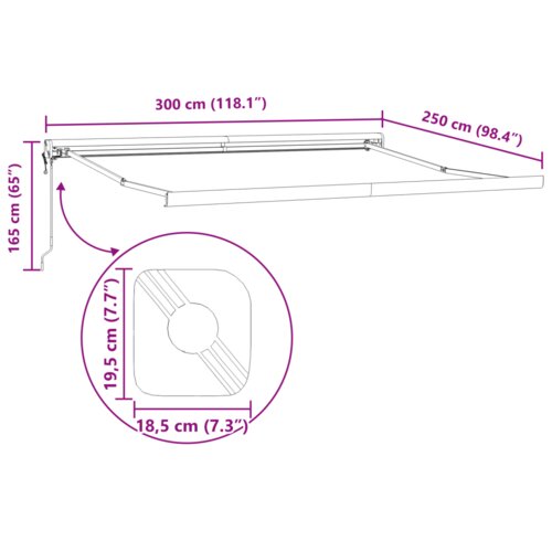 VidaXL Crna automatska uvlačiva tenda 300x250 cm, zamjenska tkanina za tendu za okvir 3x2.5 m crna Slike