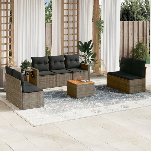 vidaXL 8-dijelni set vrtnih sofa od poliratana s jastucima sivi Cene