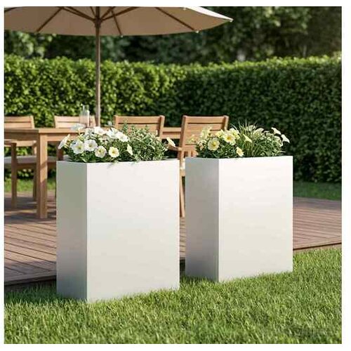 vidaXL Vrtna saksija 2 kom. Bijela 40 x 20 x 40 cm Čelična vrata - Bijela 40 x 20 x 40 cm 2 Cene