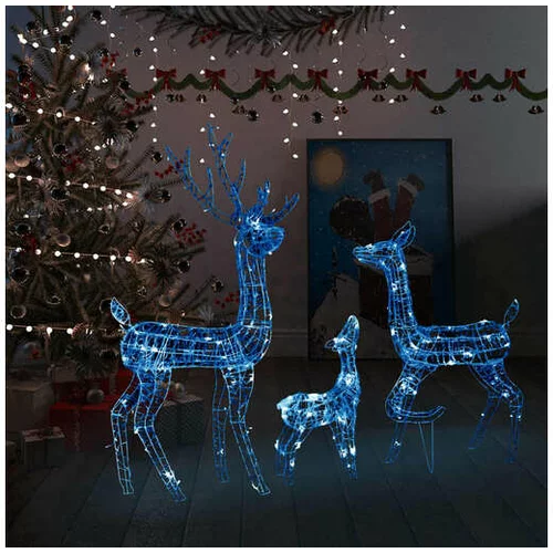  Božična dekoracija družina jelenov 300 modrih LED lučk