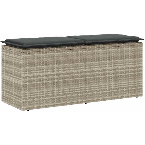 VidaXL Vrtna klupa s jastukom svijetlo siva 110x40x44 cm poliratan Slike