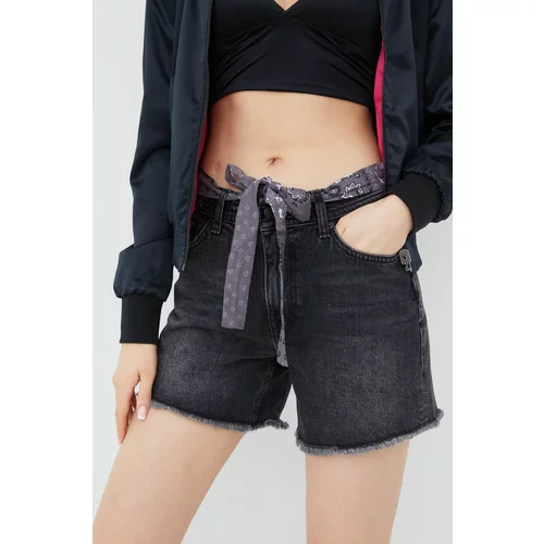Superdry Traper kratke hlače za žene, boja: siva, glatki materijal, srednje visoki struk