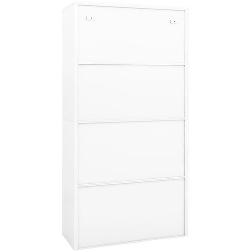  Uredski ormarić bijeli 90 x 40 x 180 cm čelik i kaljeno staklo Slike