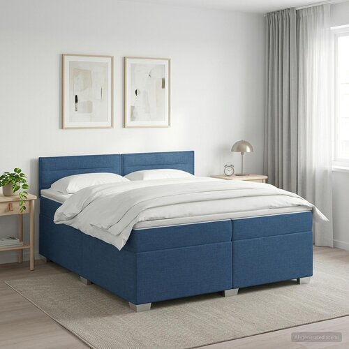  Boxspring krevet s madracem Plava 200 x 200 cm Tkanina Cijene