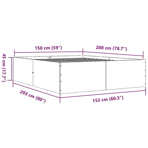  Okvir za krevet boja hrasta 150 x 200 cm konstruirano drvo Slike