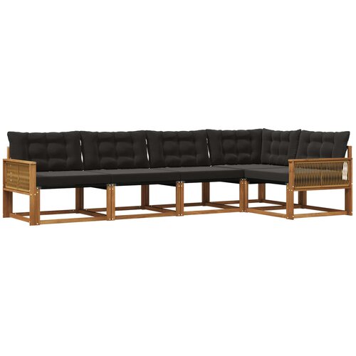 vidaXL Zunanja garnitura za sedenje z blazino 5 pcs Naravna in črna, (5000272999) Cene