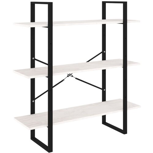 Maison Chic Knjižna omara - Knjižni regal 3-nadstropna bela 100x30x105 cm trdna borovina, (21725074) Slike