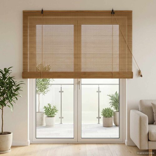 Rolo zavjesa Smeđa 150 x 220 cm Bambus Slike