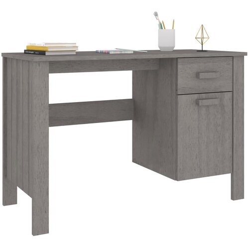 Radni stol HAMAR svjetlosivi 113 x 50 x 75 cm masivna borovina Slike