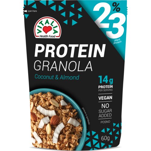 Vitalia Protein Granola, Kokos badem, 60g Slike