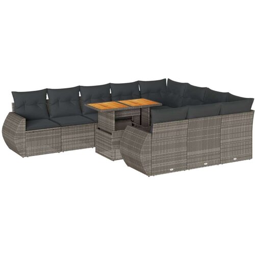 VidaXL 11-dijelni set vrtnih sofa od poliratana s jastucima sivi Slike