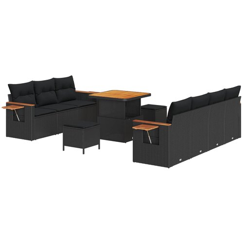 vidaXL Vrtna sedežna garnitura z blazino 13 pcs Črna poli ratan, (5000134562) Cene