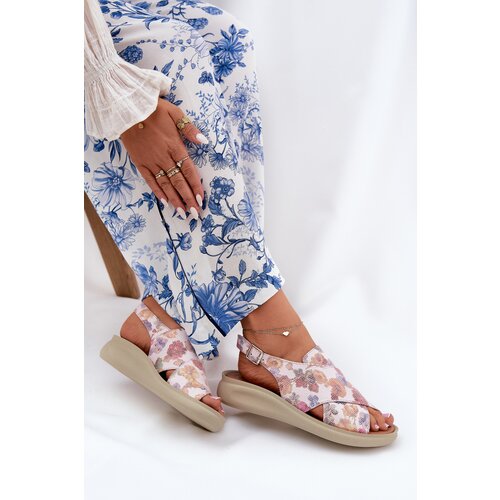 Boto Ladies sandals made of eco leather with flowers multicolor Tosmelia Cene