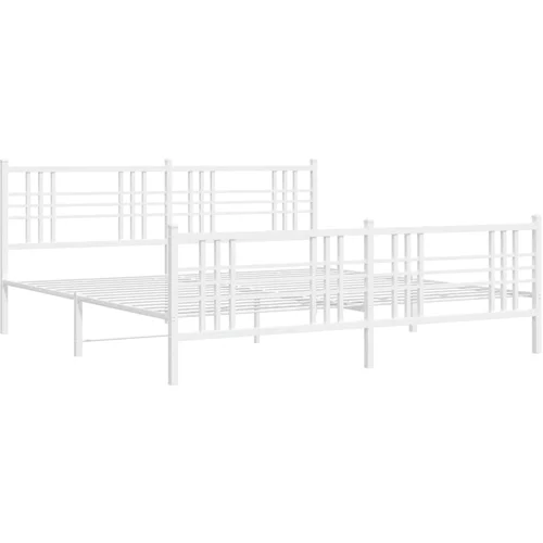 vidaXL Kovinski posteljni okvir z vzglavjem in vznožjem bel 193x203 cm, (21128458)
