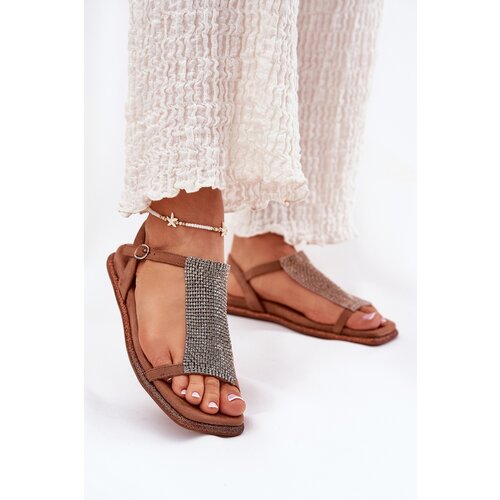 ARTIKER Flat Elegant Women's Sandals With Crystals Cene