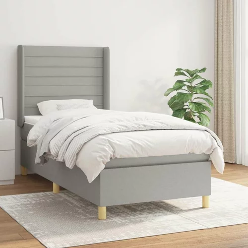  Box spring postelja z vzmetnico svetlo siva 90x200 cm blago, (20930616)
