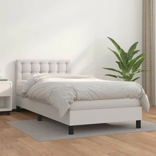  Box spring postelja z vzmetnico bela 80x200 cm umetno usnje, (20899227)