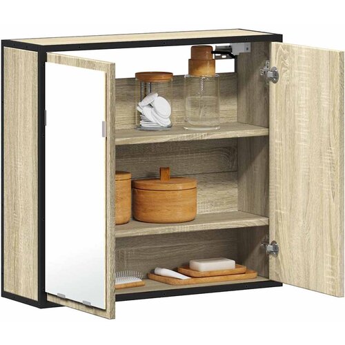 vidaXL Kopalniška omarica z ogledalom sonoma hrast 65x20x60 cm Cene