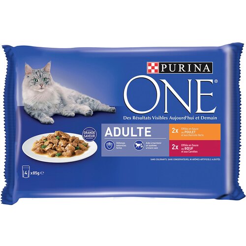 Purina ONE Junior 4 x 85 g - Adult pi&amp;scaron;čanec &amp;amp; govedina Slike