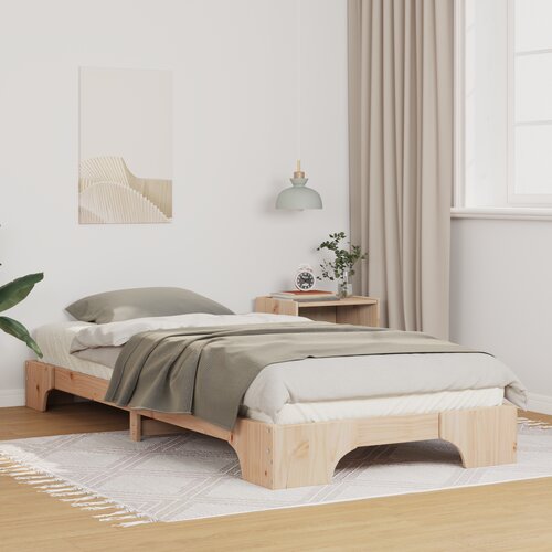 vidaXL Posteljni okvir Rjava 90 x 220 cm Trdna borovina Cene