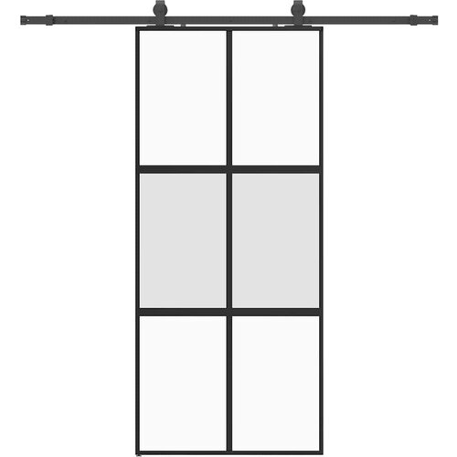 VidaXL Klizna vrata s priborom crna 90 x 205 cm kaljeno staklo Slike