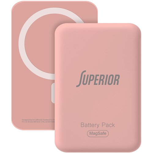 Superior Power Bank MagSafe 15W Wireless 5000mAh, Roze Cene