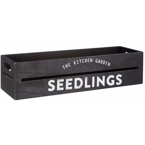 Premier Housewares Črna lesena škatla za zelišča in rože Seedlings, 15 x 45 cm