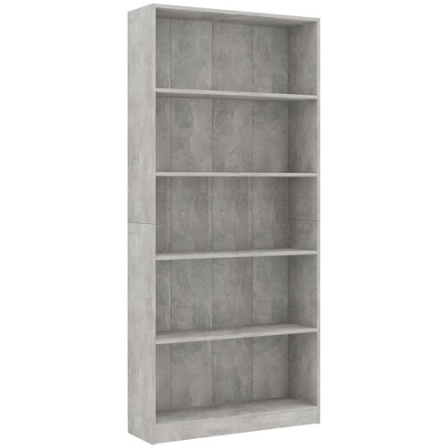  Knjižna omara 5-nadstropna betonsko siva 80x24x175cm iverna pl., (20705983) Slike