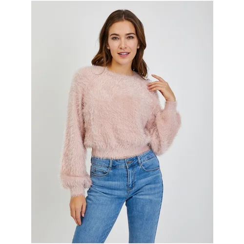 Orsay Pink Ladies Sweater with Balloon Sleeves - Women