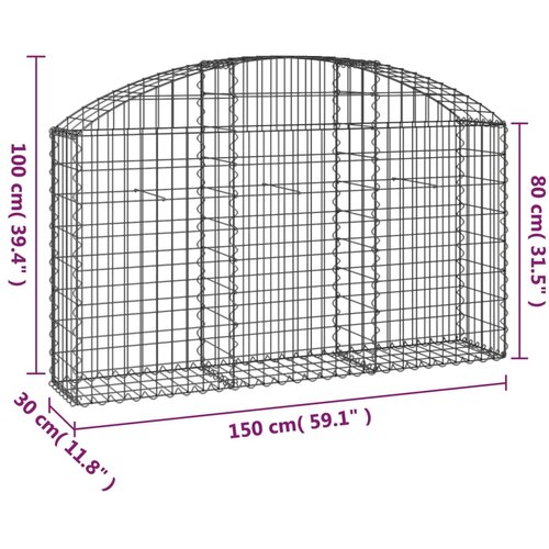 Gabionska ko&amp;scaron;ara s lukom 150 x 30 x 80/100 cm pocinčano željezo Slike