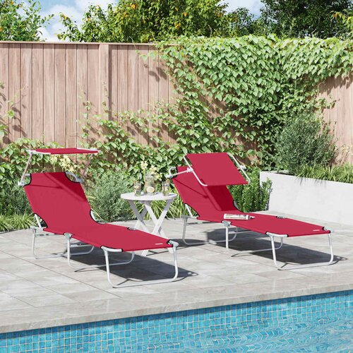  Ležaljka 2 pcs Crvena 58 x 188 x 77cm Poliester Cijene