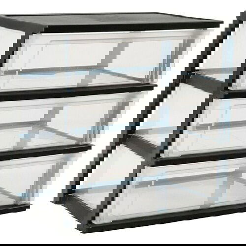  Kutija sa ladicama (D x Š x V: 60 x 41 x 59 cm, Crno-prozirno, Broj ladica: 3 Kom., Plastika) Cijene