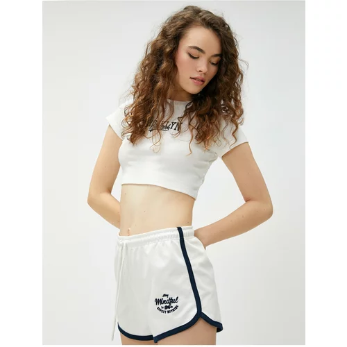 Koton Mini Shorts Waist Laced Embroidered Piping Detailed