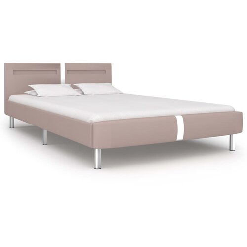 Maison Chic Posteljni okvir - Dvoposteljna postelja - Zakonska postelja LED kapučino umetno usnje 120x200 cm, (21692432) Slike