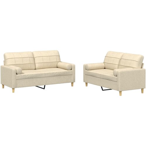  2-dijelni set sofa s jastucima krem od tkanine Slike
