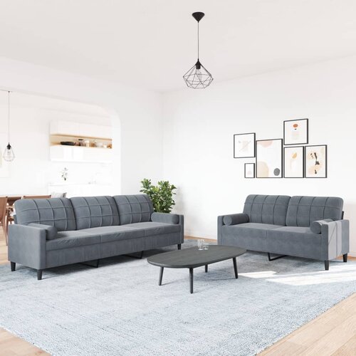  2-dijelni set sofa s jastucima tamnosivi bar&amp;scaron;unasti Slike