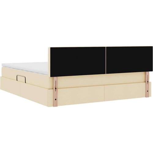  Krevet S LED lampica s uzglavljem Krema 180 x 200 cm tkanina Slike