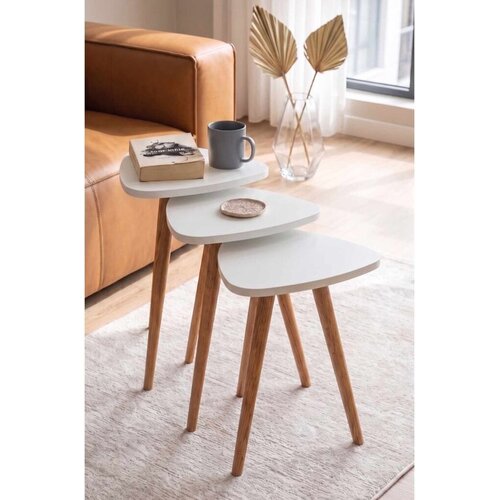 Hanah home Set uklopivih stočića, 3 komada, Beli Slike