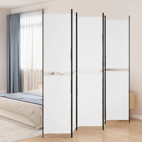Sobna pregrada s 5 panela bijela 250 x 220 cm od tkanine Cene