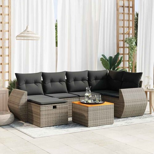  7-dijelni set vrtnih sofa sivi od poliratana Slike