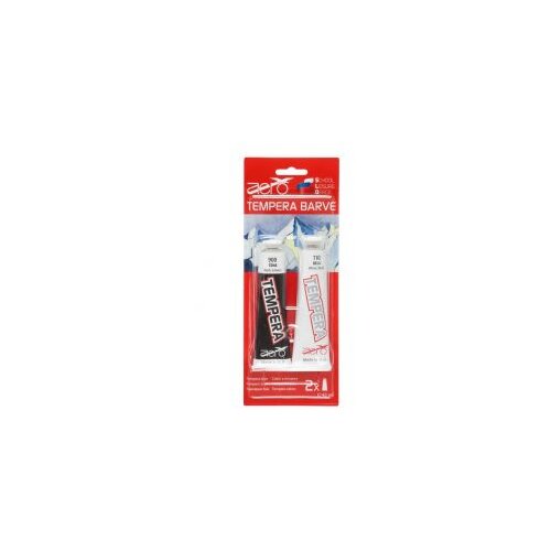  Boja tempera Aero 2 x 42 ml tubice, 1 kom. bijela i 1 kom. crna boja, 2 kom u blister pakiranju Slike