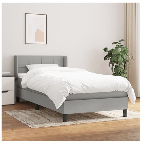  Box spring postelja z vzmetnico svetlo siv 100x200 cm blago Cene