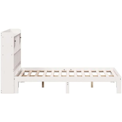  Krevet s regalom z knjige bez madraca bijeli 135x190cm borovina Slike