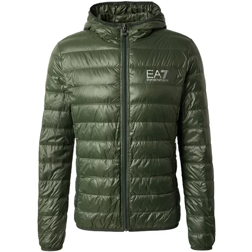 Ea7 Emporio Armani Prijelazna jakna srebrno siva / tamno zelena