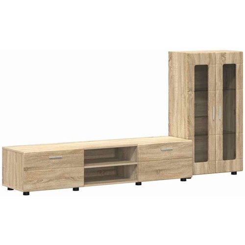  Set TV komoda s ladicama Sonoma hrast Konstruirano drvo Slike