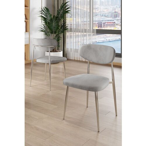 Hanah home Vina - Grey, Chrome GreyChrome Chair Set (6 Pieces) Cene