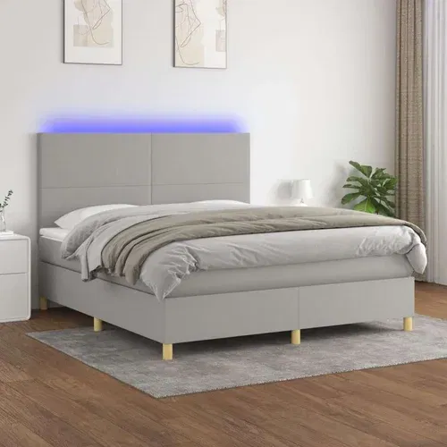  box spring s madracem LED svjetlosivi 180x200 cm tkanina