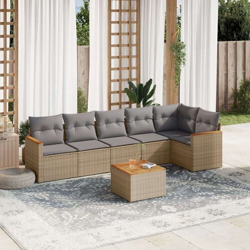  7-dijelni set vrtnih sofa s jastucima bež od poliratana Cijene