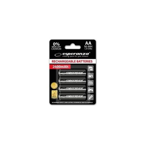  Punjive baterije ESPERANZA RECHARGEABLE Ni-MH AA 2600MAH 4kom. black, EZA106 Slike